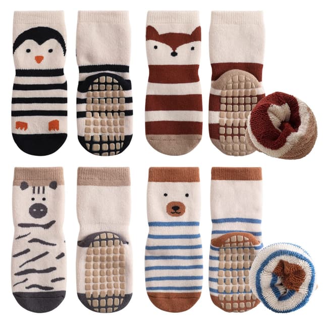 Simpeak Socken Baby, ABS Socken Baby Anti Rutsch, Rutschfeste Babysocken Junge Mädchen, Stoppersocken Baby 0-36 Monate 3-5 Jahre Dicker Herbstwinter