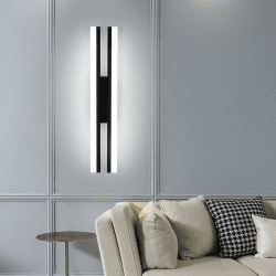 Riserva Wandleuchte Innen 16W, LED Wandlampe Moderne, 6500K Kaltweiß Wandbeleuchtung Aluminium für Wohnzimmer, Schlafzimmer, Treppe, Korridor, Schminktisch, 40cm Schwarz 6500k 16w