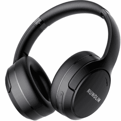 RUNOLIM Bluetooth Kopfhörer Over-Ear, Active Noise Cancelling Kopfhörer, Kopfhörer Kabellos Bluetooth, 70h Spielzeit, mit ANC Modus, Hi-Res Audio, Tiefer Bass, Ausgestattet mit Einem 3,5mm Audiokabel Schwarz