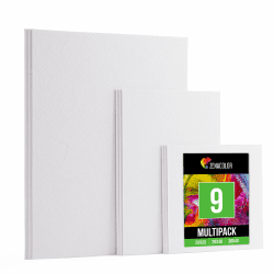 Zenacolor 9er Canvas Set - Leinwand Zum Bemalen in Verschiedenen Größen - 20x20, 20x30 und 30x40-100% Säurefreie Baumwolle - 9 Malkarton für Künstler, Anfänger & Profis Multi-set