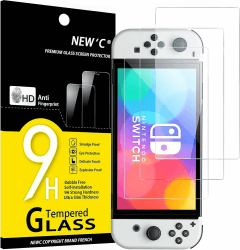 NEW'C 3 Stück, Panzer Schutz Glas für Nintendo Switch (modèle OLED), Frei von Kratzern, 9H Härte, HD Displayschutzfolie, 0.33mm Ultra-klar, Ultrabeständig SwitchOLED 7 Zoll durchsichtig