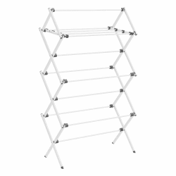 SONGMICS Wäscheständer, Standtrockner klappbar, kompakt, platzsparend, Stahlrahmen, 37 x 75 x 135,1 cm, einfacher Aufbau, für Innen- und Außenbereich, weiß LLR770W01