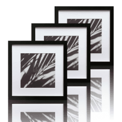 VUVUZULA Bilderrahmen 30x30cm Schwarz Holz Quadratisch Fotorahmen Holzrahmen MDF Rahmen mit Passepartout 20x20cm 3er Set Schwarz 30x30cm