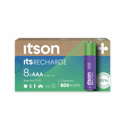 ITSON, Akkus AAA, 8 Stück, Kapazität mit min. 800 mAh, Verpackung 95% recycelt, Made in Japan, am besten für Fernbedienungen, Taschenlampen, Uhren 8 AAA