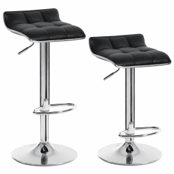 WOLTU BH28sz-2 2X Barhocker 2er Set Barstuhl Tresenhocker, aus hochwertigem Kunstleder, verchromter Stahl, Antirutschgummi,gut gepolsterte Sitzfläche, Schwarz Schwarz Kunstleder