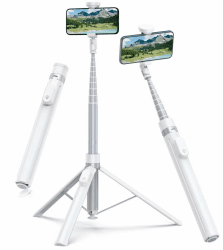 TONEOF 168cm Automatisches Selfie Stick Stativ, Handy Stativ mit Magnetischer Wiederaufladbarer Fernbedienung, 360° Drehbar Ständer mit 2 Rotationsachsen, Smartphone Stativ für iPhone/Android-Weiß 168cm Weiß