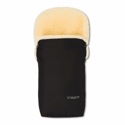 Hofbrucker Lammfell-Fußsack Putzi Kinderwagen, Buggy/Winterfußsack wind- & wasserabweisend/Warmer Fußsack Oberteil abnehmbar/echtes Lammfell/Made in Germany Einheitsgröße (1er Pack) Schwarz