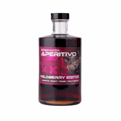 Böser Kater Wildberry Eistee Aperitivo | Waldbeere Frucht Likör | Erfrischend fruchtiger Aperitif | Ideal als Spritz oder Tonic Cocktail | Perfekte Geschenkidee | 0,5l 15% Vol. Wildberry Eistee Aperitivo 0,5l Flasche