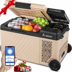 AAOBOSI 19L Kompressor Kühlbox, Kühlbox Auto mit APP-Steuerung, 12/24V und 100-240V, USB-Handy-Ladefunktion, LED-Beleuchtung, bis -20°C für Kfz-, Außen- und Haushaltssteckdosen (inkl. 2 Bosch-Adapter)
