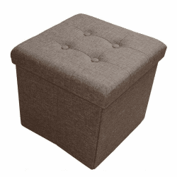 Style home Sitzhocker mit Stauraum, Faltbare Sitzbank Sitztruhe Fußablage aus Leinen, gepolstert Sitzwürfel Fußhocker Aufbewahrungsbox mit Deckel, für Wohnzimmer Schlafzimmer, 38 * 38 * 38 cm (Braun) Braun-leinen