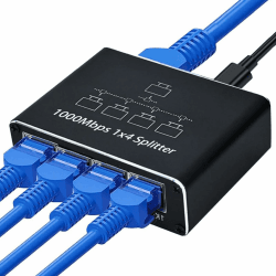 LAN Splitter 1 bis 4, 1000 Mbit/s Ethernet Splitter Geeignet für Cat6/7/8 Kabel, 4 Geräte gleichzeitige Vernetzung, Netzwerk Switch für Computer, Hubs, Switches, Router, Set-Top-Boxen. 1 to 4