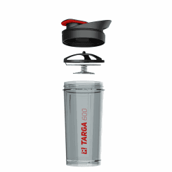 ROCKITZ Protein Shaker 500ml mit einzigartigem Konzept - dicht + leichte Reinigung + Protein Mischfeder = perfekt cremige Shakes ohne Klumpen – Premium Fitness Shaker Proteinshake Schwarz | Rot 500 ml