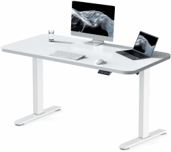 Flamaker Höhenverstellbarer Schreibtisch 120 x 60 cm Schreibtisch Höhenverstellbar Elektrisch mit Tischplatte 2-Fach-Teleskop Stehschreibtisch mit Memory-Steuerung, Spleißbrett, Weiß Weiß 120 x 60 CM