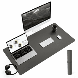 YSAGi Schreibtischunterlage, Mauspad mit Leder und Rutchfeste Wildleder, Multifunktionales Office Mousepad Laptop Schreibunterlage, Tisch-Schutz Unterlage für Büro/Home-Office (Dunkelgrau, 90x43cm) Dunkelgrau 90*43cm