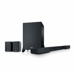Teufel CINEBAR DUETT Surround Power Edition 4.1-Set - Soundbar mit Subwoofer & Kabellose Aktiv Rear-Speaker, Dolby Audio, Bluetooth, HDMI 3D ARC CEC - schwarz