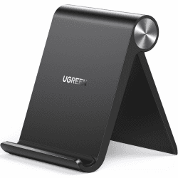 UGREEN Handy Ständer Tisch Handyhalter Schreibtisch Handyhalterung klappbar Handyständer für Tisch kompatibel mit iPhone 16 15 14 13 12 Pro Max, Galaxy S23 Ultra S23+ S23 S22 bis 7,9 Zoll usw(Schwarz)