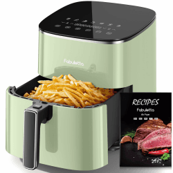 Fabuletta Heißluftfritteuse 5,7L, 11-in-1 Air Fryer, Max230℃ Heissluft Fritteusen, Digitaler Timer bis zu 6 Stunden, LED-Touchscreen AirFryer, Schnelle Erwärmung, Shake-Modus, 95% weniger Öl, 1950W Salbei Grün