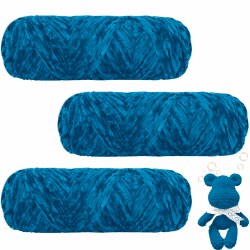 Maxee 300g(3×100g) Samtig Babywolle, Samt Wolle, Samt Chenille Garn, Kuschelweich Chenillegarn, Flauschige Weich Plüschwolle, Häkelgarn Wolle Zum Stricken & Häkeln-Meerblau 35meerblau Einfarbig