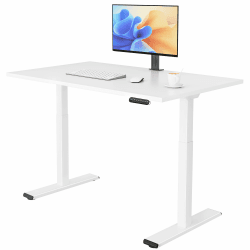 E.For.U® höhenverstellbarer Schreibtisch 140x80 cm, 2 Motoren, elektrisch höhenverstellbares Tischgestell mit 2-Fach-Teleskop, Memory-Steuerung (Weiß), DT20L mit Tischplatte (Weiß) Weiß+weiß 140 x 80 cm