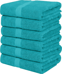 Utopia Towels - 6er-Pack mittelgroße Badetücher aus 100% Baumwolle mit Aufhängeschlaufen, 60x120 cm Duschtücher, weiche und saugfähige Handtücher (Türkis)