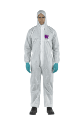 Ansell AlphaTec Bodysuit, Einweg Overall mit Kapuze, Chemikalienschutz, Industrie Schutzkleidung, für Männer und Frauen (1 Stk) Allzweck XL Weiß