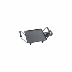 Bestron elektrischer Tischgrill, kleine Plancha-/Teppanyaki-Grillplatte mit Antihaftbeschichtung, Grillspaß für bis zu 2 Personen, 1.000 Watt, Farbe; Schwarz, 21 x 21 cm