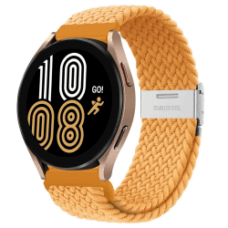 Geflochtene Elastische Nylon Loop Strap für Samsung Galaxy Watch 7/6/5/4 40mm 44mm 42mm 46mm 43mm 47mm Armband, Frei Einstellbar Dehnbares Nylon Sport Uhrarmband 20mm für Galaxy Watch 5 Pro 45mm Gelb