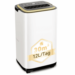 Devoko Luftentfeuchter elektrisch, 12l/Tag Raumentfeuchter elektrisch mit Feuchtigkeitssensor, LED-Anzeige, Entfeuchter Keller mit 2,2l Wassertank, 1,5m Abflussrohr, Filter für Wohnung, Badezimmer