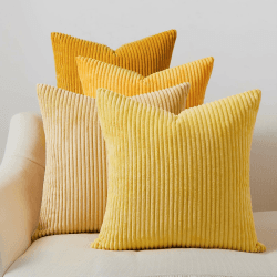 Topfinel Kissenbezug gelb 40x40 4er Set Kordsamt Kissenbezüge Kissenhülle Dekokissenbezug sofakissen dekokissen deko für Sofa Schlafzimmer Wohnzimmer Balkon Kinder flauschig Farbverlauf 41 x 41 cm, 4 Stück Gelb