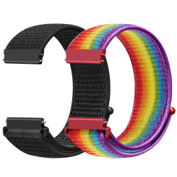 Runostrich Quick Release Watch Armband breite 18mm 19mm 20mm 22mm Sport Uhrenarmbänder für Herren und Damen Dunkelschwarz+Offizieller Regenbogen 20mm