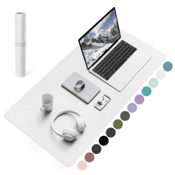 YSAGi Schreibtischunterlage, Mauspad mit Leder und Rutchfeste Wildleder, Multifunktionales Office Mousepad Laptop Schreibunterlage, Tischschutz Unterlage für Büro/Home-Office (Weiß, 80x40cm) Weiß 80*40cm