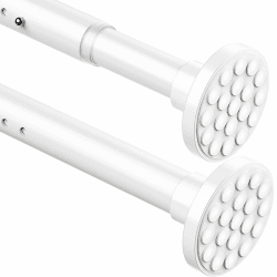 Gardinenstange ohne Bohren Ausziehbar Teleskop Kleiderstange Duschvorhangstange Extra Länge Teleskopstange Vorhang für Badezimmer,Schlafzimmer Weiß(90-140CM Φ32mm) Weiß 90-140CM