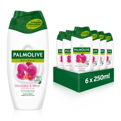 Palmolive Duschgel Naturals Orchidee & Milch 6x250ml - Cremedusche mit Orchideen-Duft Duschgel 6x250ml