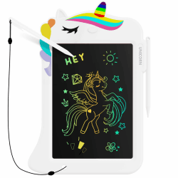 Genialba 8,8 Zoll Einhorn-LCD-Zeichentablett, Schreibtafel, Kleinkindspielzeug, Lernspielzeug, Geschenke zum Geburtstag, Weihnachten, Spielzeug,für 2 3 4 5 6 Jahre alte Jungen und Mädchen (Weiß) 8.8 Zoll Weißes Einhorn