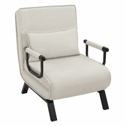 WOLTU Schlafsessel 3 in 1, Schlafsofa mit Bettfunktion, Klappsessel mit Verstellbarer Rückenlehne, abnembarem Kissen, Sofabett Gästebett, Metallrahmen Leinen, 150 kg belastbar, Beige
