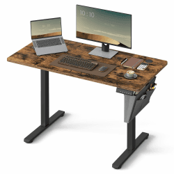 SONGMICS Höhenverstellbarer Schreibtisch elektrisch, 60 x 120 x (72-120) cm, Verstellbarer Tisch, Memory-Funktion für 4 Höhen, für Homeoffice, Arbeitszimmer, vintagebraun-tintenschwarz LSD132K01 60T x 120B x (72-120)H cm Vintagebraun + Tintenschwarz