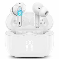 Bluetooth Kopfhörer, Kopfhörer Kabellos Bluetooth 5.3 In Ear Kopfhörer mit 4 ENC Noise Cancelling Mic, Kabellose Kopfhörer Tiefer Bass Wireless Earbuds 40Std, IP7 Wasserdicht, LED Anzeige, Weiß