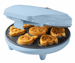 Bestron Waffeleisen für Mini-Cookies, Mini-Cookie-Maker in Tiermotiven, Waffeleisen für Mini-Waffel-Kekse, mit Backampel & Antihaftbeschichtung, 700 Watt, Farbe: Blau