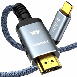 SNOWKIDS USB C auf HDMI Kabel 4K@60Hz[Thunderbolt 3/4 kompatibel] USB Typ C zu HDMI 4K UHD Kabel[Aluminium&Nylon] für iPhone 15 Pro Max Sam-sung S23 MacBook iPad Pro/Air, iMac 3m 3m Grau