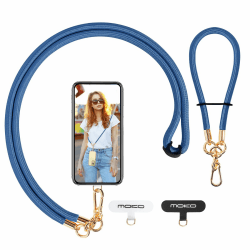 MoKo Handykette Universal, Verstellbar Schlüsselband mit Handschlaufe, Handyband Handy Lanyard zum Umhängen, Umhänge-Handyband × 1, Handschlaufe x 1, Lanyard-Patch × 2, Seeblau