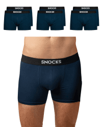 Snocks Boxershorts Herren Bio Baumwolle (6er Pack) Unterhosen Herren ohne einschneidenden Gummibund (Gr. S - 4XL) 6x Blau 3XL