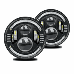 YUGUANG Paar 7 Zoll LED Runde Scheinwerfer 140W 14000LM 3500K+6000K 4 Modi Beleuchtung Lichter Dual Angel Eye Offroad Bernstin Blinker DRL Hi/Lo Beam Led DRL für Wrangler JK TJ LJ CJ Hum 3500K+6000K 140W