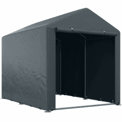 Outsunny Garagenzelt, 1,6 x 2,18 x 1,72 m Lagerzelt mit UV-Schutz, Reißverschlusstür, Wasserabweisend Foliengarage für Gartengeräte, Motorrad, Dunkelgrau 160L x 218B x 172H cm