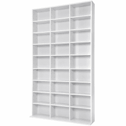 tectake Regal Aufbewahrung, offene Schrank Wand stehend für CDs, DVDs, als Bücherregal, Raumtrenner, Ständer oder Vitrine für Sammlungen und Hobby - weiß Flieder-weiß | Nr. 401703