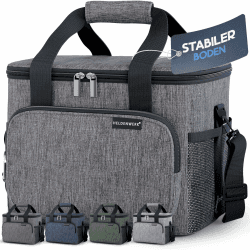 HELDENWERK Kühltasche für Essen & Getränke - Isolierte Thermotasche auslaufsicher & wasserdicht - Frühstückstasche, Picknick Lunchtasche, Thermo Tasche, Isoliertasche hellgrau Dunkelgrau 30L
