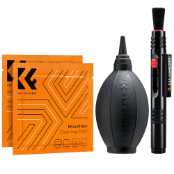 K&F Concept® Objektiv Reinigungsset 3er Foto Reinigungsset für DSLR Kamera Objektive Filter Handys mit Lenspen Reinigungspinsel Blasebalg Mikrofasertuch 4-in-1