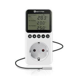 KETOTEK Digital Thermostat Steckdose Timer Tag Nacht Temperaturregler mit Zeitschaltuhr 230V mit Fühler für Gewächshaus Terrarium Heizung Kühlung Temperaturgesteuerte Stecker KT3200