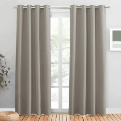 PONY DANCE Vorhang Wärmeisolierend Wohnzimmer Gardinen Modern Gardienen 2-Set Verdunklungsvorhänge mit Ösen Thermovorhang, Sandfarben, H 210 x B 132 cm H210 x B132 cm (2er Pack) Sandfarben
