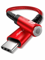 JSAUX USB C Kopfhörer Adapter Aux, USB C auf 3.5 Klinke Adapter Audio für iPhone 16 Pro/16 Pro Max/16/16 Plus/ 15 Pro Max,Samsung S24/S24+/S24 Ultra/S23/S22,Pixel 9 Pro/9/8 Pro/8/7 Pro/7-Rot