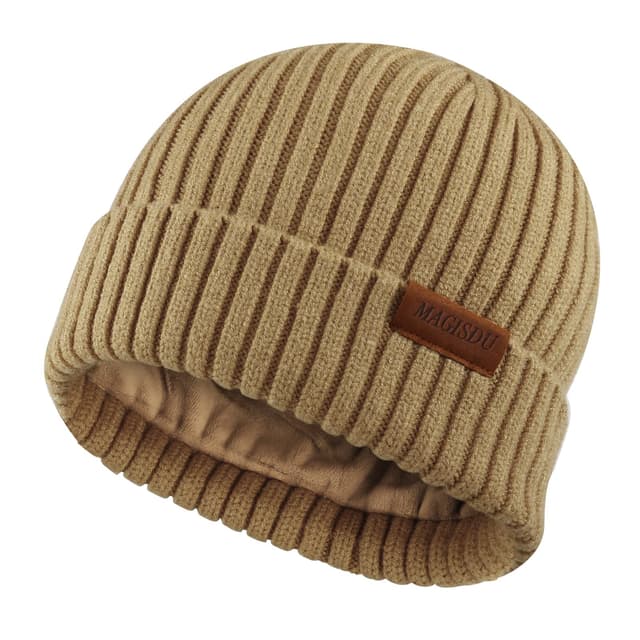 MAGISDU Baby Wintermütze Kinder Merino Mütze Jungen&Mädchen Wollmütze Strickmütze Winter Beanie Thermo Fleece Lined M Cappuccino
